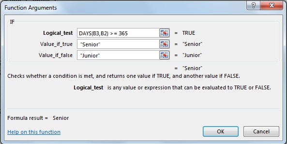 Logical IF function in Excel 2013