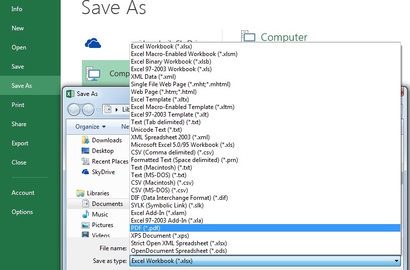 Saving Files in Different Formats